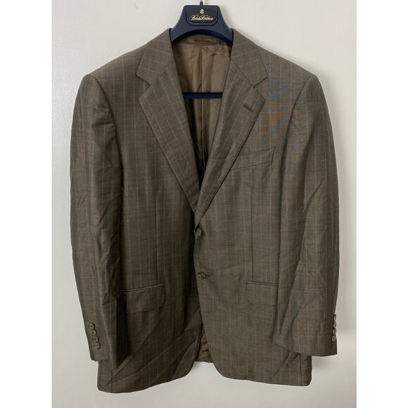 Men Ermenegildo Zegna 2-button plaid wool silk blend blazer sport jacket 38